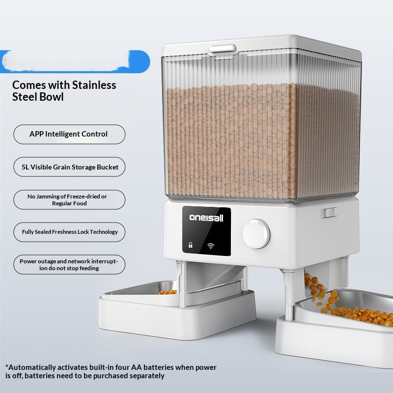 Automatic Cat Feeder With Dual Bowls Visual Timer-Controlled Portion-Adjustable Smart Pet Feeder.