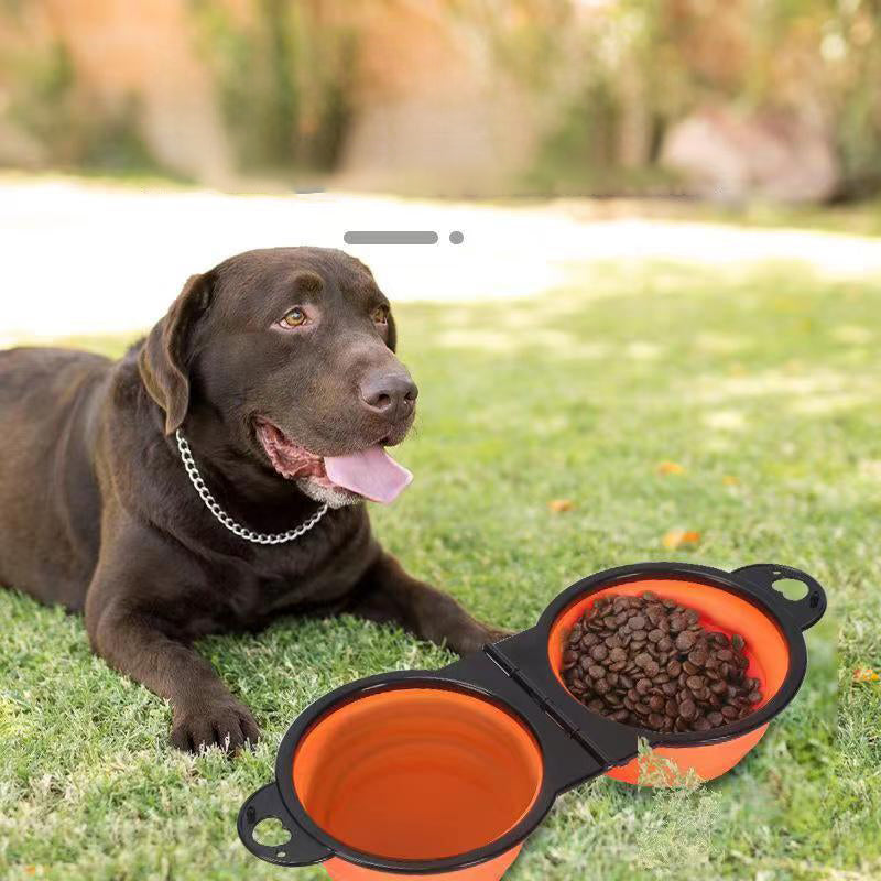Silicone Outdoor Folding Double Bowl.
