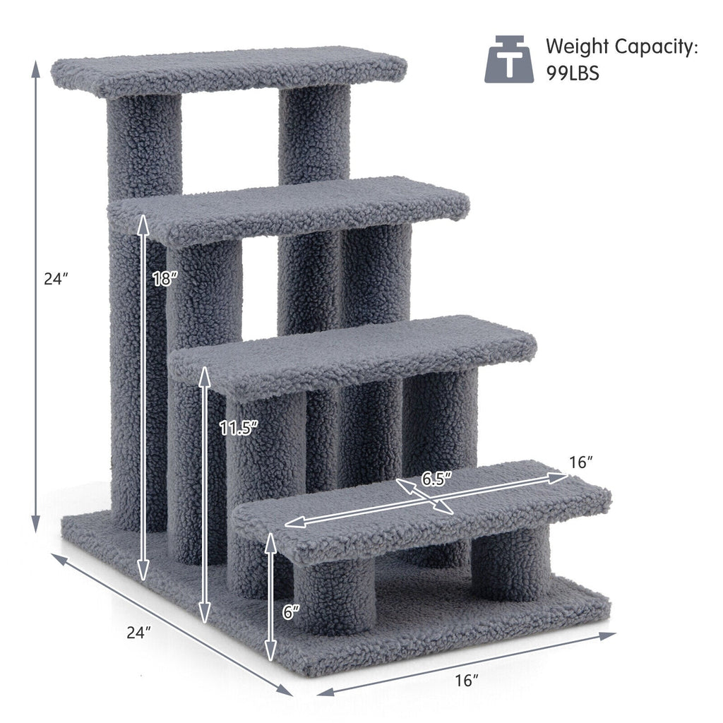 24 Inch, Step Carpeted Pet Stairs Ladder, Scratching Post, Cat Tree Climber
