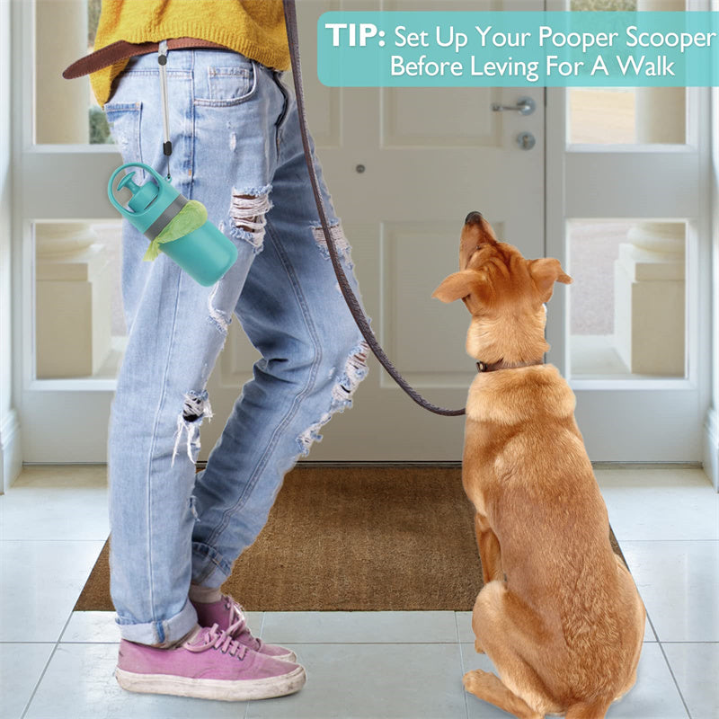 Portable Lightweight Dog Pooper Scooper With Built-in Poop Bag Dispenser.