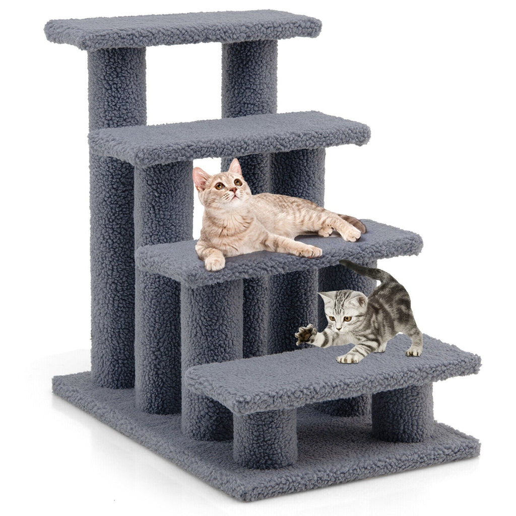 24 Inch, Step Carpeted Pet Stairs Ladder, Scratching Post, Cat Tree Climber