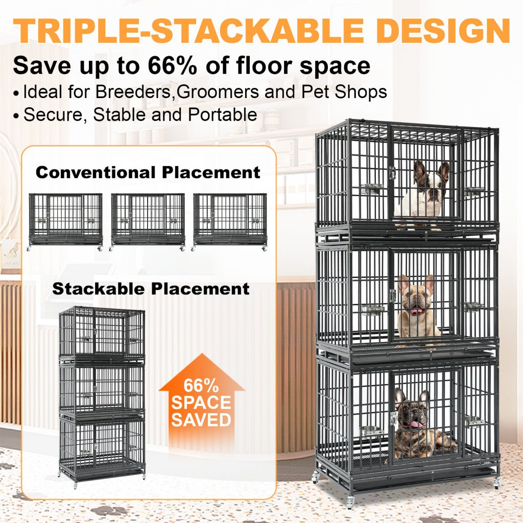 37" Stackable Heavy Duty Dog Crate 371D07: 1-9 packs available
