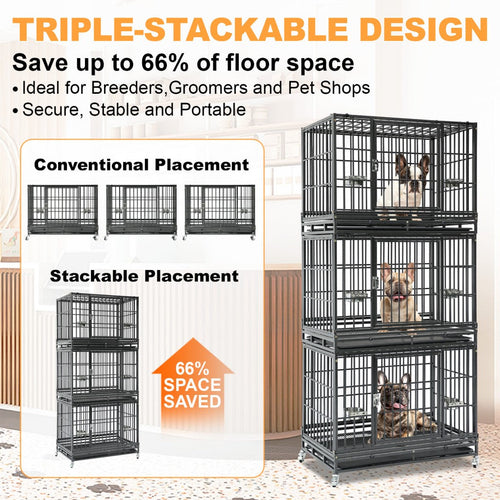 37" Stackable Heavy Duty Dog Crate 371D07: 1-9 packs available