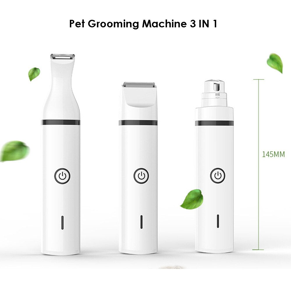 3 IN 1 Pet Grooming Machine, Hair Trimmer, Paw Nail Grinder, Hair Cutting Machine USB