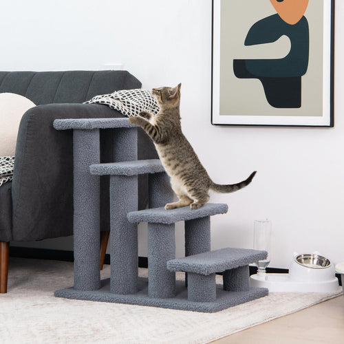 24 Inch, Step Carpeted Pet Stairs Ladder, Scratching Post, Cat Tree Climber