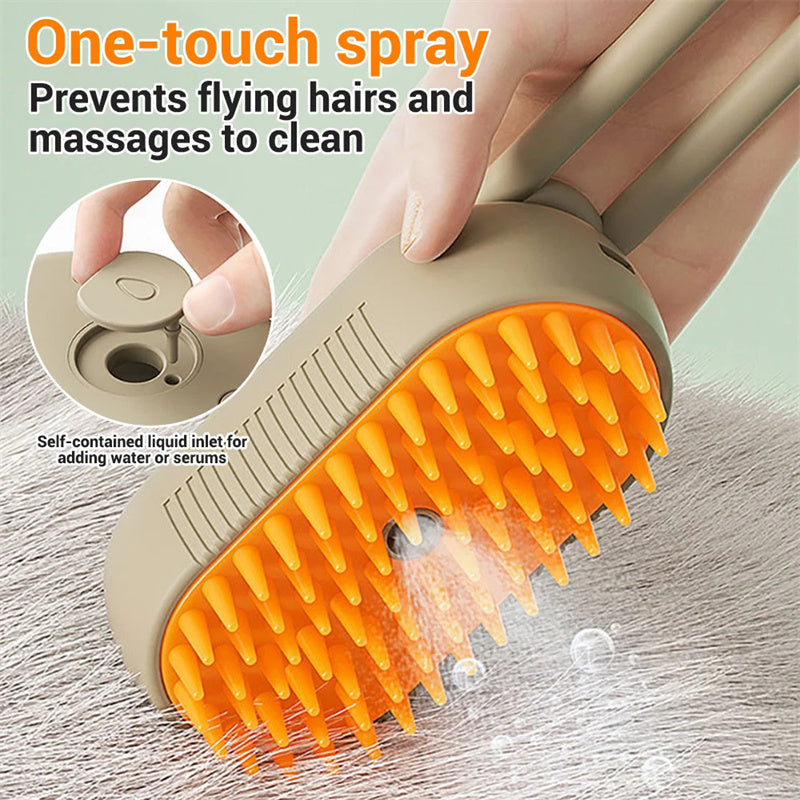 Electric Cat Steam Brush 3 In 1 Spray Pet Grooming