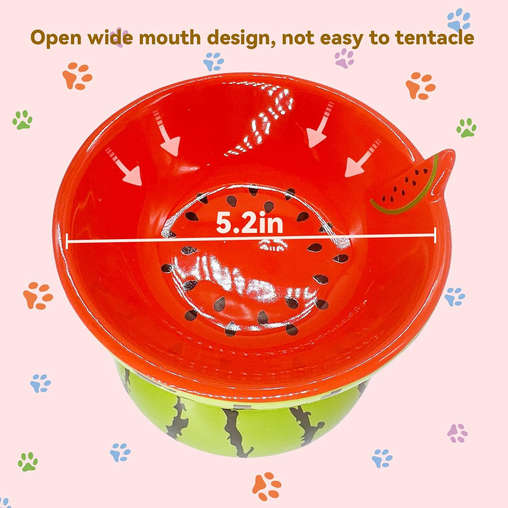 Ceramic Raised Cat Bowl - Elevated Wide Cat Bowl For Food And Water Tilted Pet Feeder Dish For Indoor Cats And Small Dogs