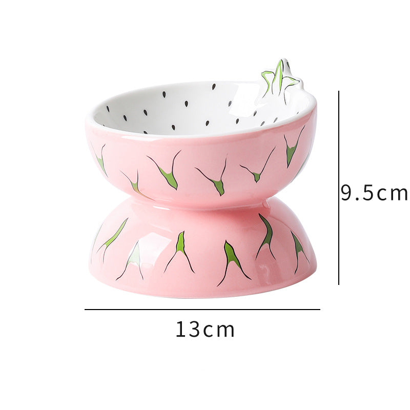 Ceramic Raised Cat Bowl - Elevated Wide Cat Bowl For Food And Water Tilted Pet Feeder Dish For Indoor Cats And Small Dogs