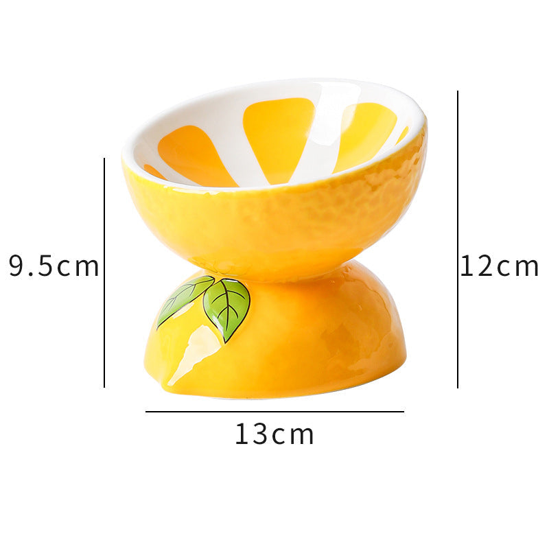 Ceramic Raised Cat Bowl - Elevated Wide Cat Bowl For Food And Water Tilted Pet Feeder Dish For Indoor Cats And Small Dogs
