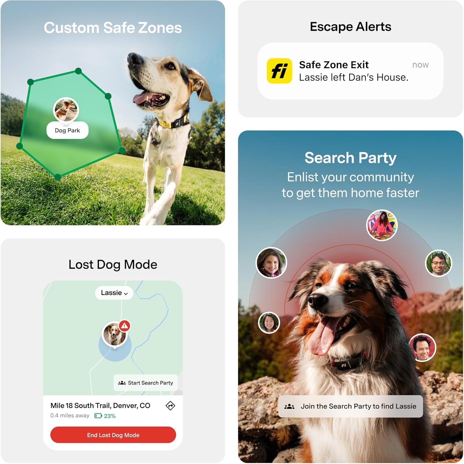 Fi Series 3+ Smart GPS Dog Tracker Collar Health Monitor Waterproof LED