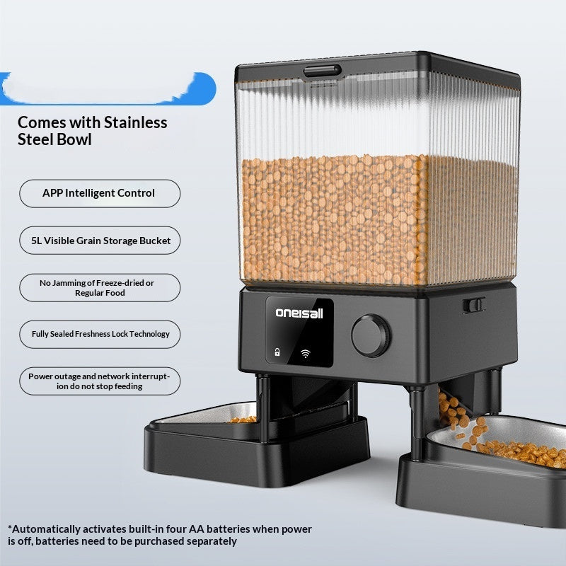 Automatic Cat Feeder With Dual Bowls Visual Timer-Controlled Portion-Adjustable Smart Pet Feeder.