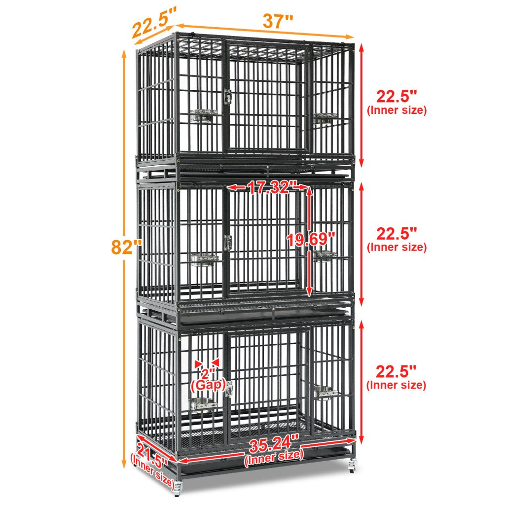 37" Stackable Heavy Duty Dog Crate 371D07: 1-9 packs available