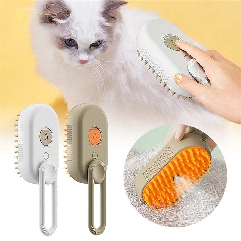 Electric Cat Steam Brush 3 In 1 Spray Pet Grooming