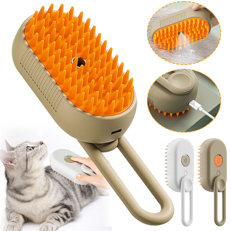 Electric Cat Steam Brush 3 In 1 Spray Pet Grooming