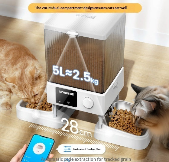 Automatic Cat Feeder With Dual Bowls Visual Timer-Controlled Portion-Adjustable Smart Pet Feeder.