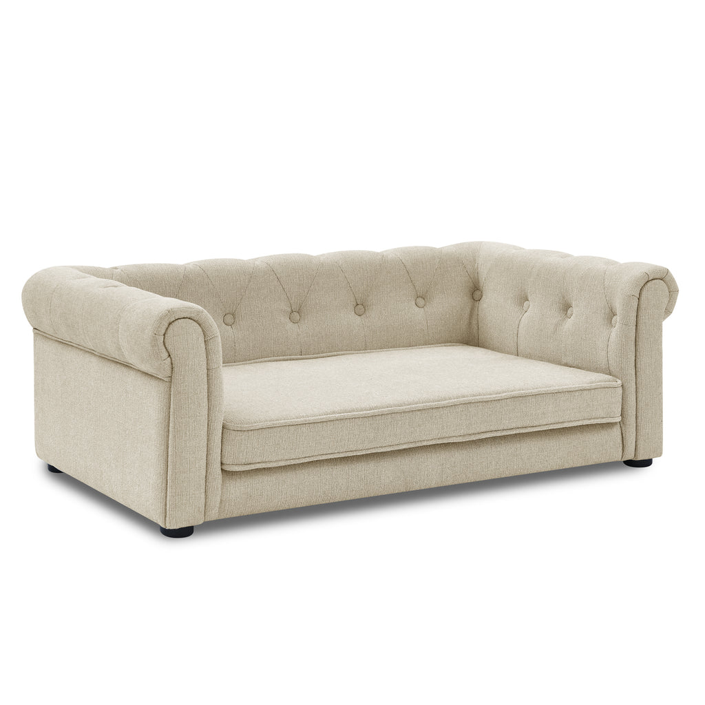 Elegant Pet Bed for Medium and Large Dogs, Durable Elevated Dog Sofa, Beige.