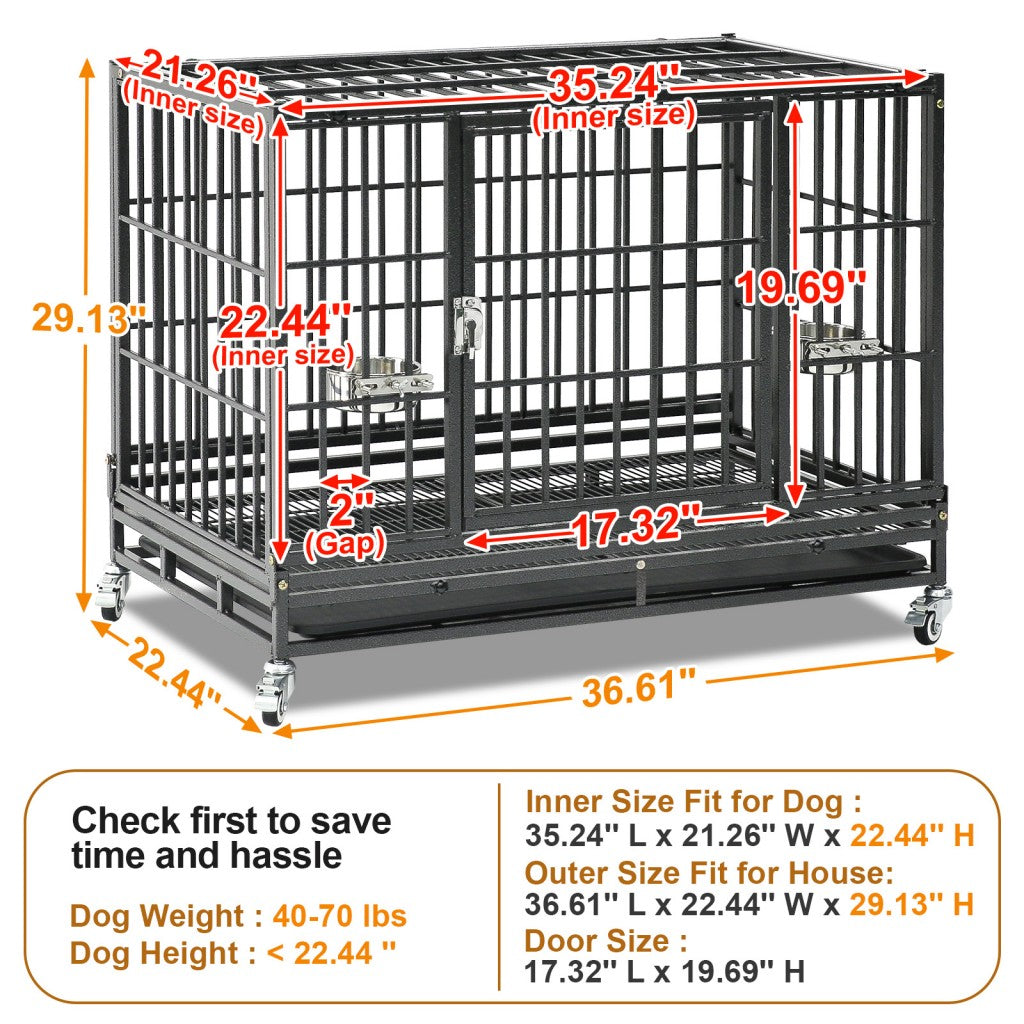 37" Stackable Heavy Duty Dog Crate 371D07: 1-9 packs available