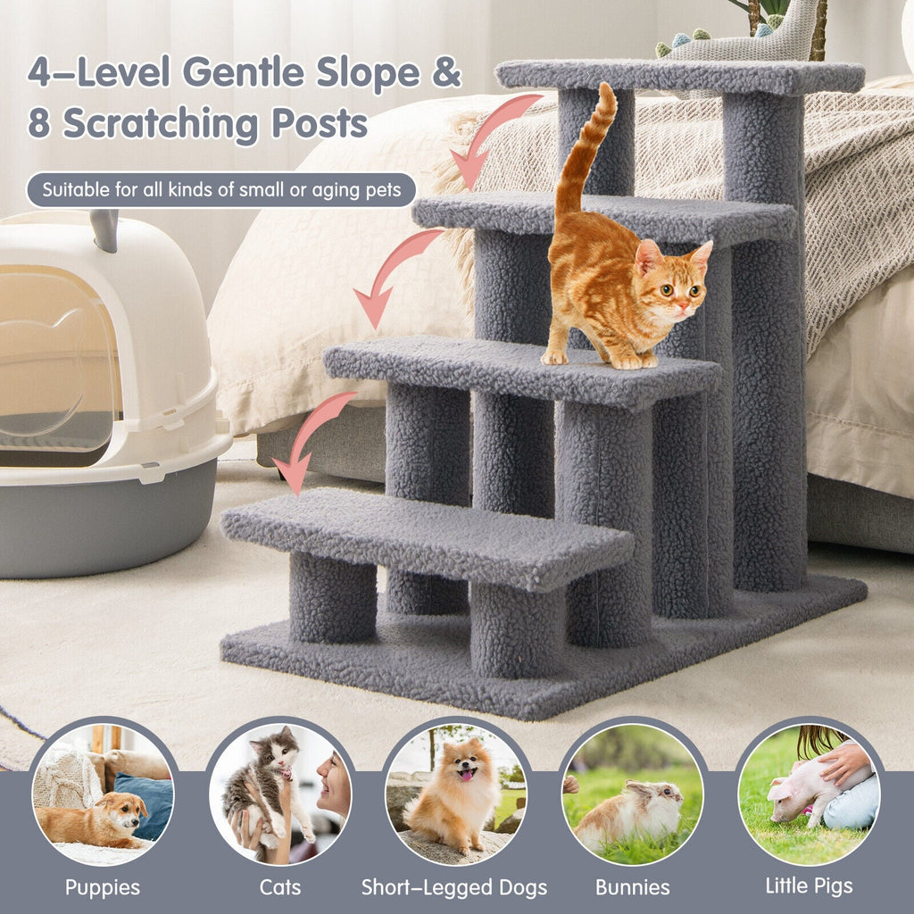 24 Inch, Step Carpeted Pet Stairs Ladder, Scratching Post, Cat Tree Climber