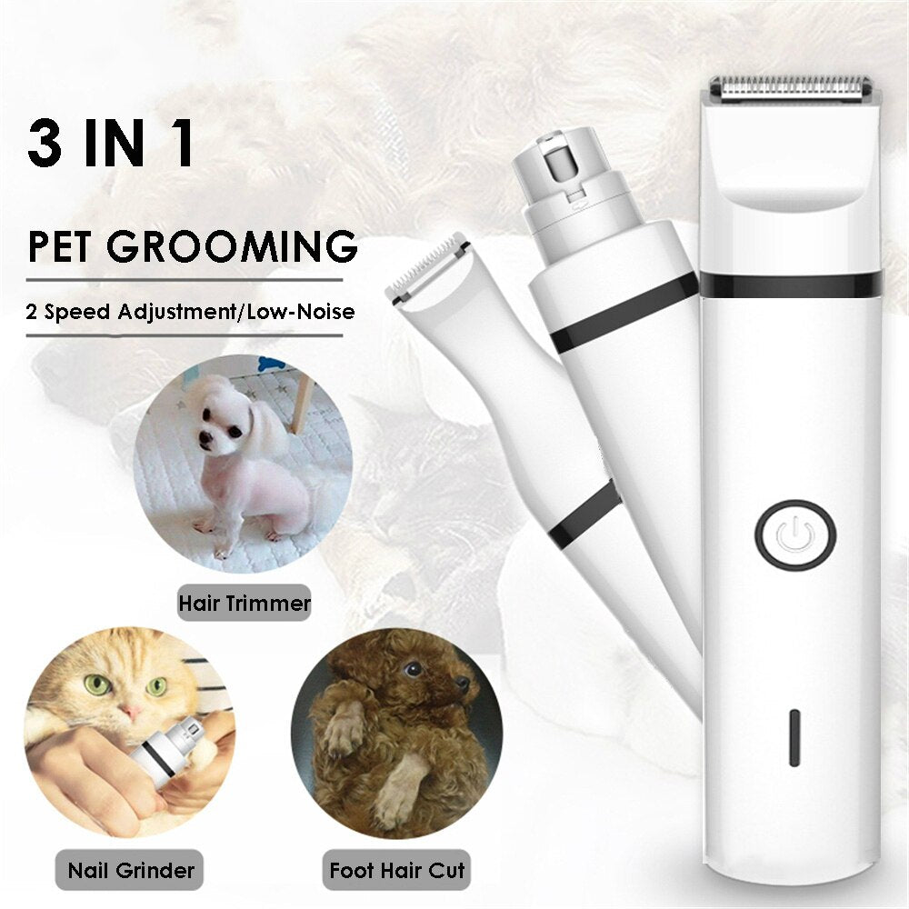 3 IN 1 Pet Grooming Machine, Hair Trimmer, Paw Nail Grinder, Hair Cutting Machine USB