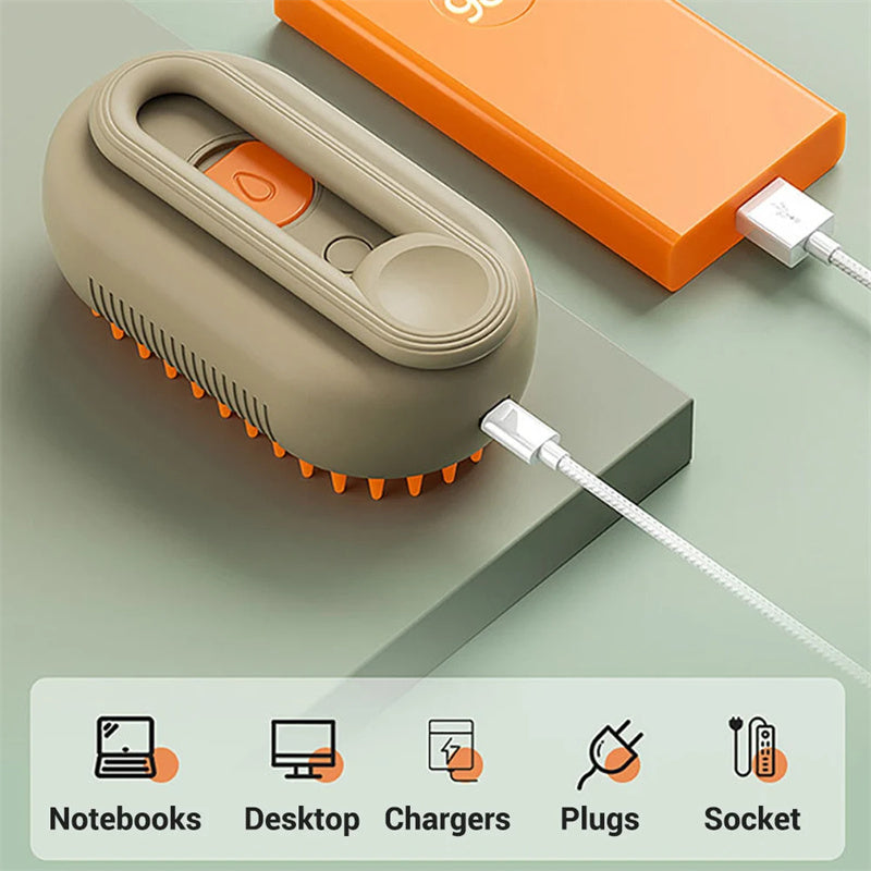 Electric Cat Steam Brush 3 In 1 Spray Pet Grooming