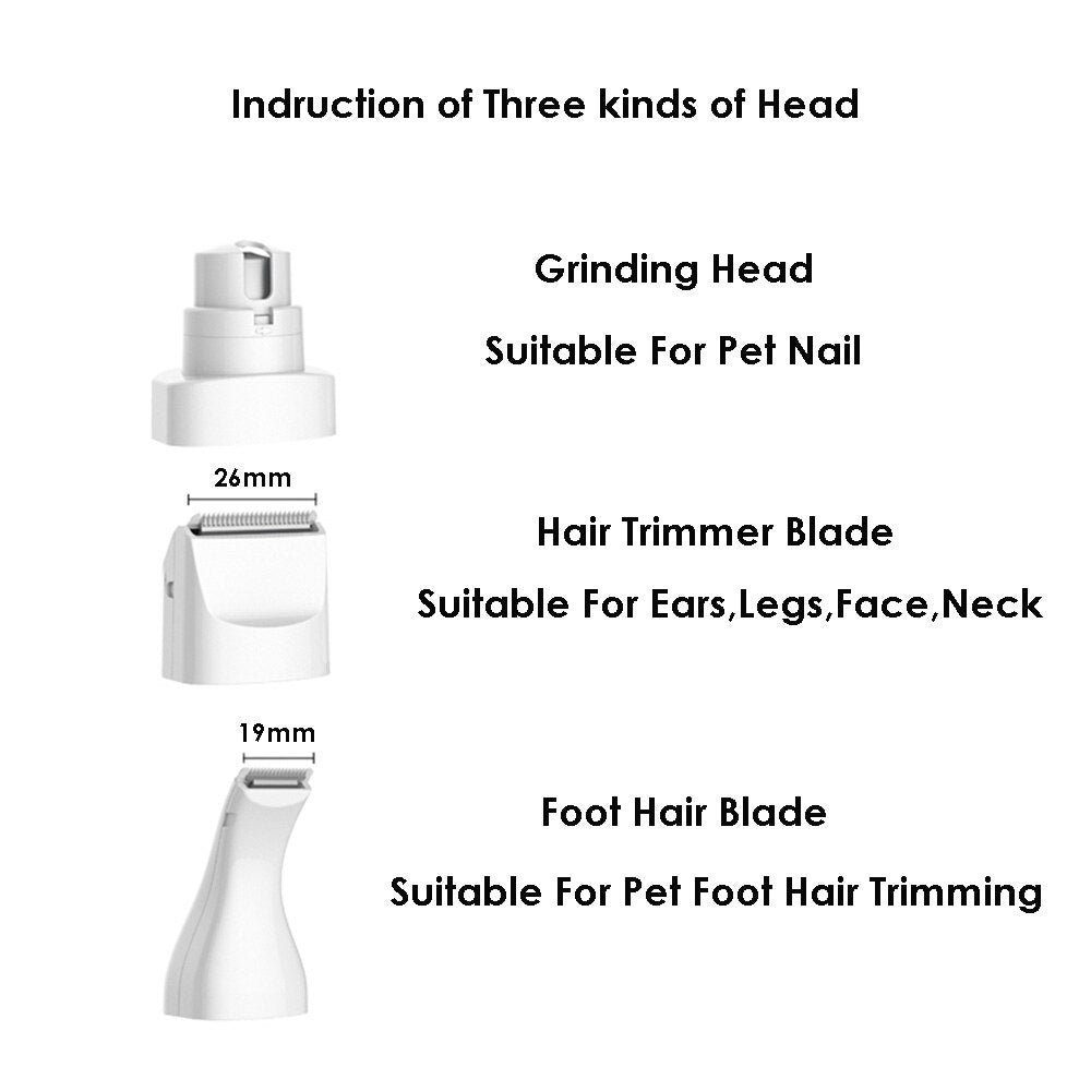 3 IN 1 Pet Grooming Machine, Hair Trimmer, Paw Nail Grinder, Hair Cutting Machine USB