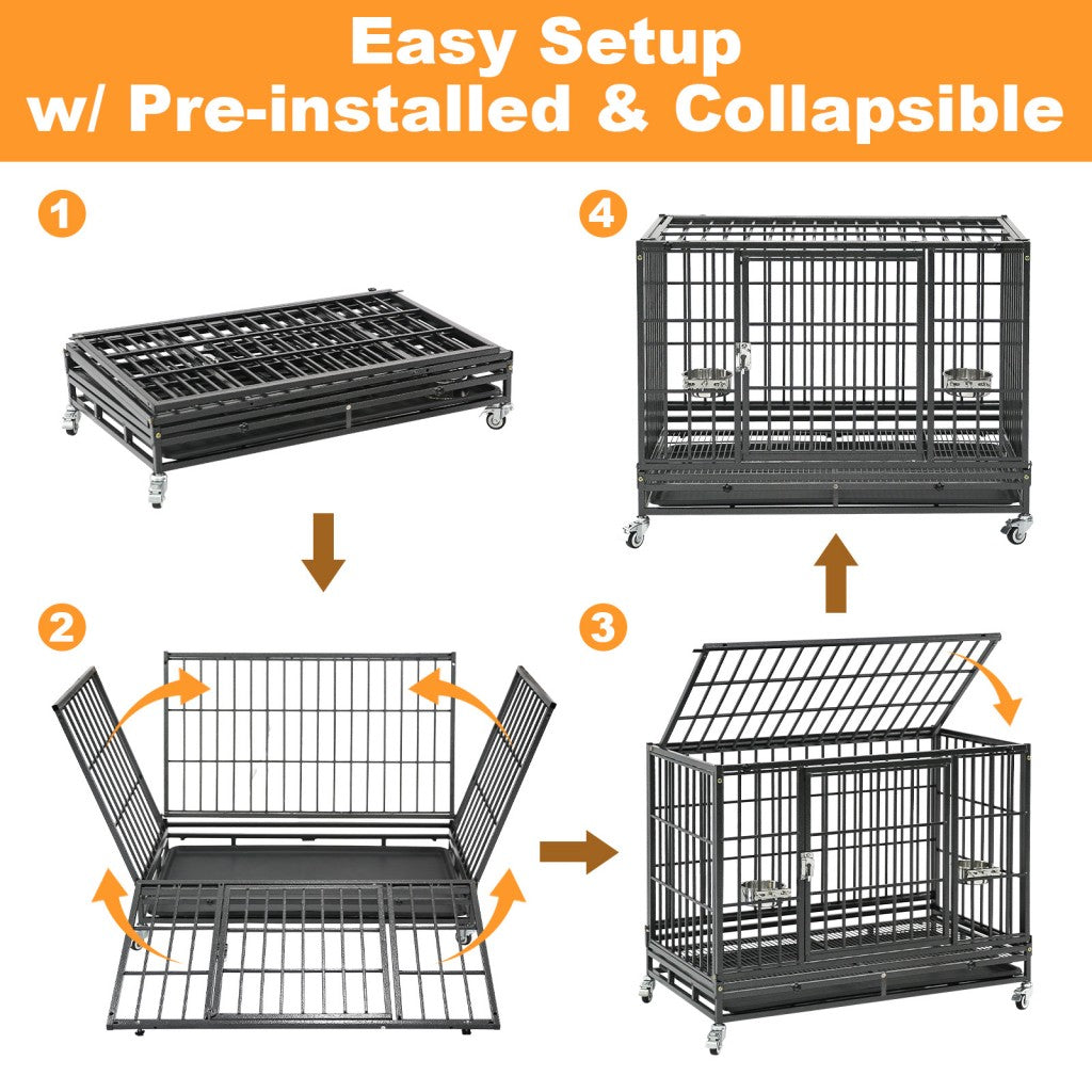 37" Stackable Heavy Duty Dog Crate 371D07: 1-9 packs available