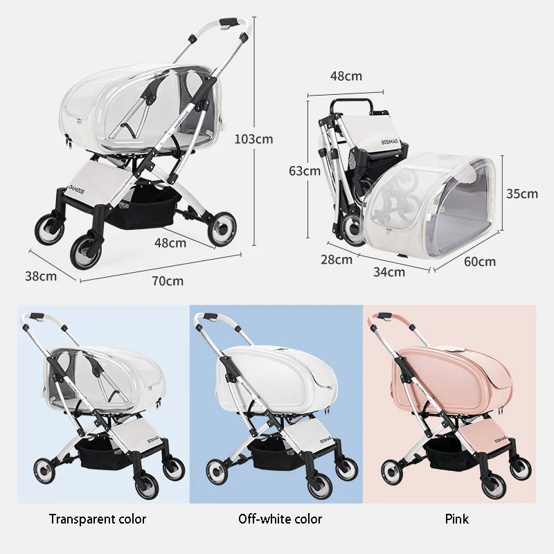 Fashionable Pet, Dog Cats, Four Wheeled Cart, Lightweight, Foldable Separable When Going Out Small Medium-Sized Stroller.