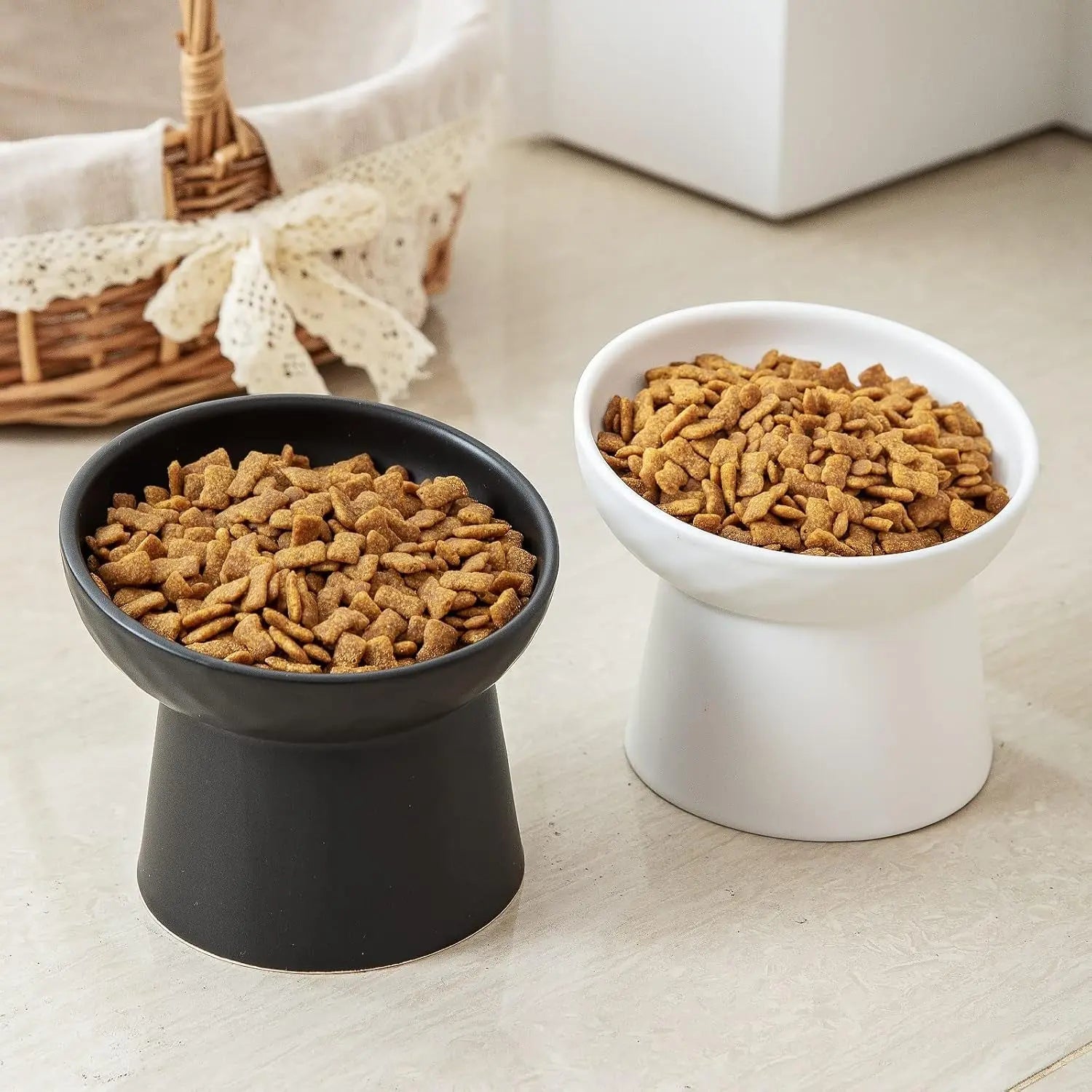 Ceramic Elevated Cat Bowls Set