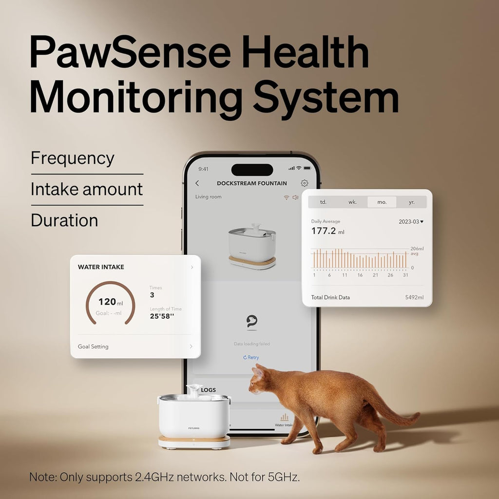 Premium Petlibro For Pets Dockstream Wireless Water Fountain | Smart Stainless Steel Hydration System with App Tracking