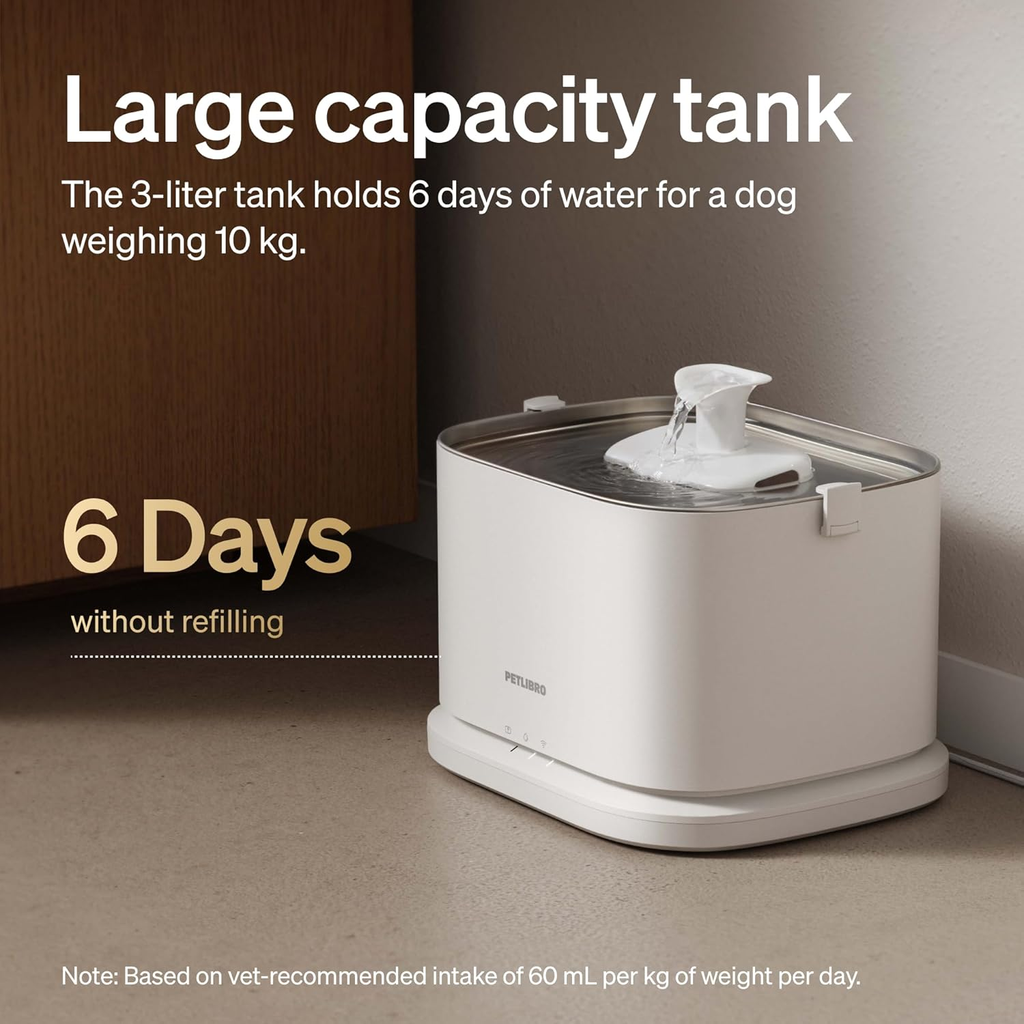 Stainless Steel, Smart App, 3L Automatic Fountain