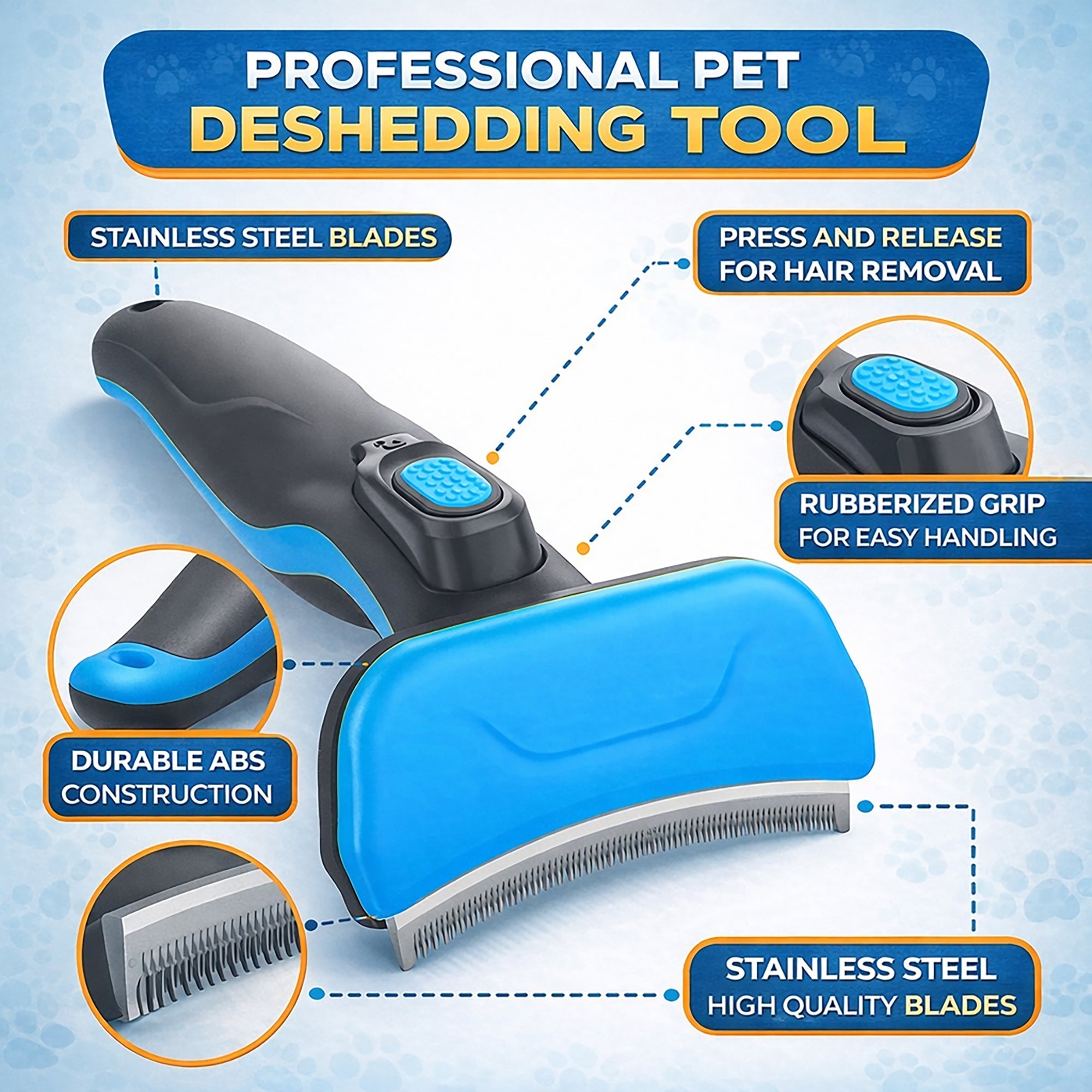 Pet Life ® 'Fur-Guard' Easy Self-Cleaning Grooming Deshedder Pet Comb