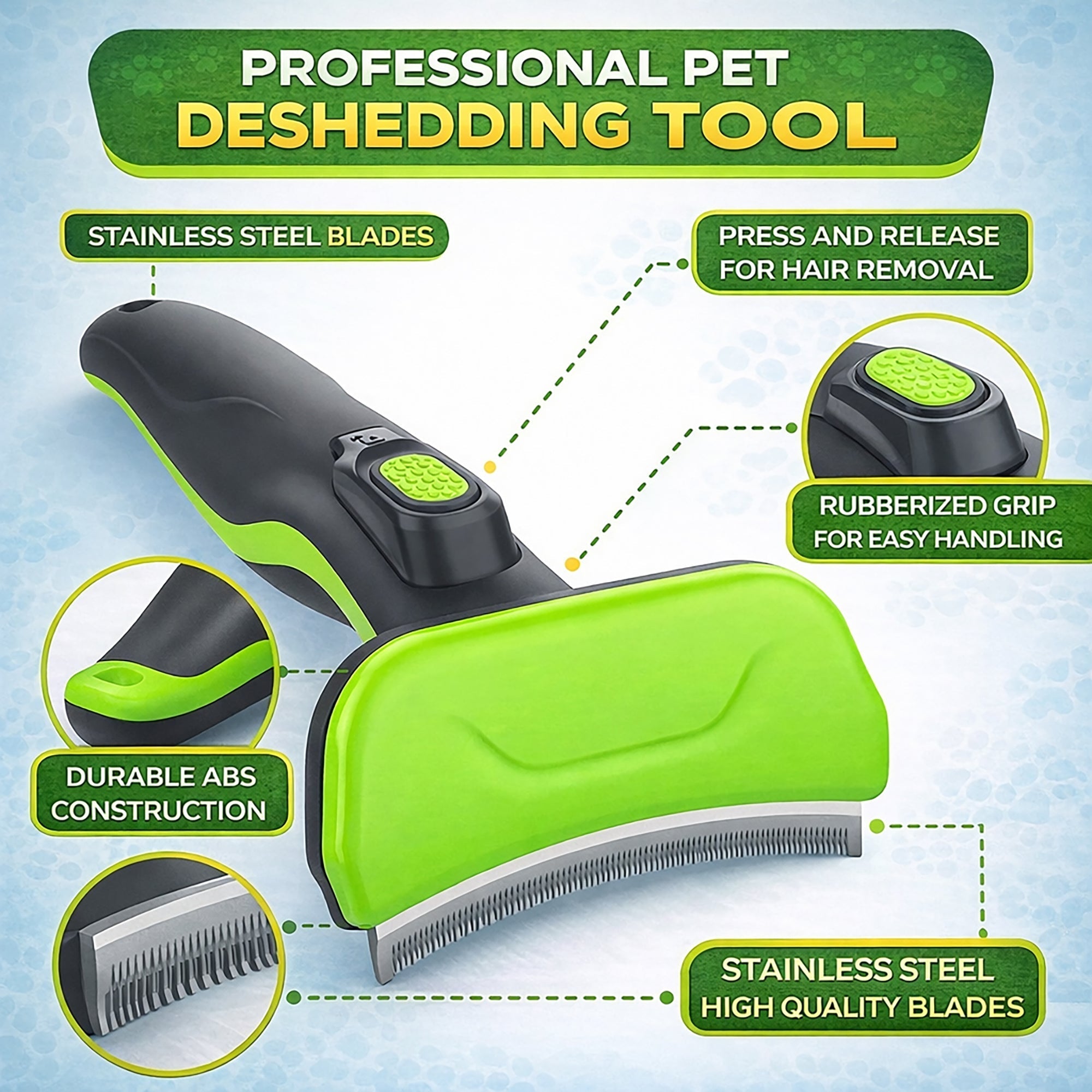 Pet Life ® 'Fur-Guard' Easy Self-Cleaning Grooming Deshedder Pet Comb