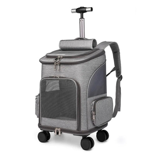 Portable Pet Backpack Adjustable W Wheels. Lightweight.