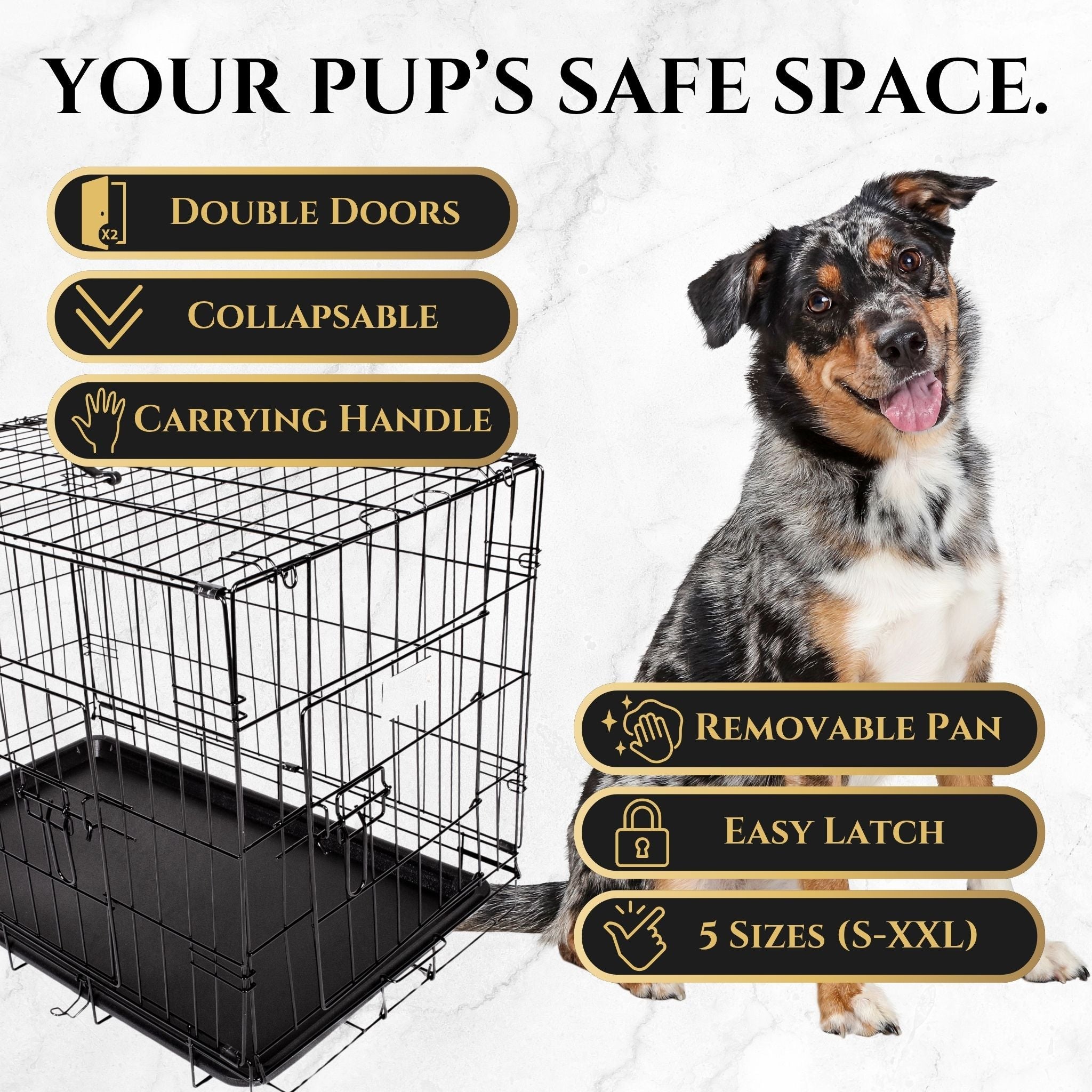 Classic Wire Kennel of Varying Sizes.