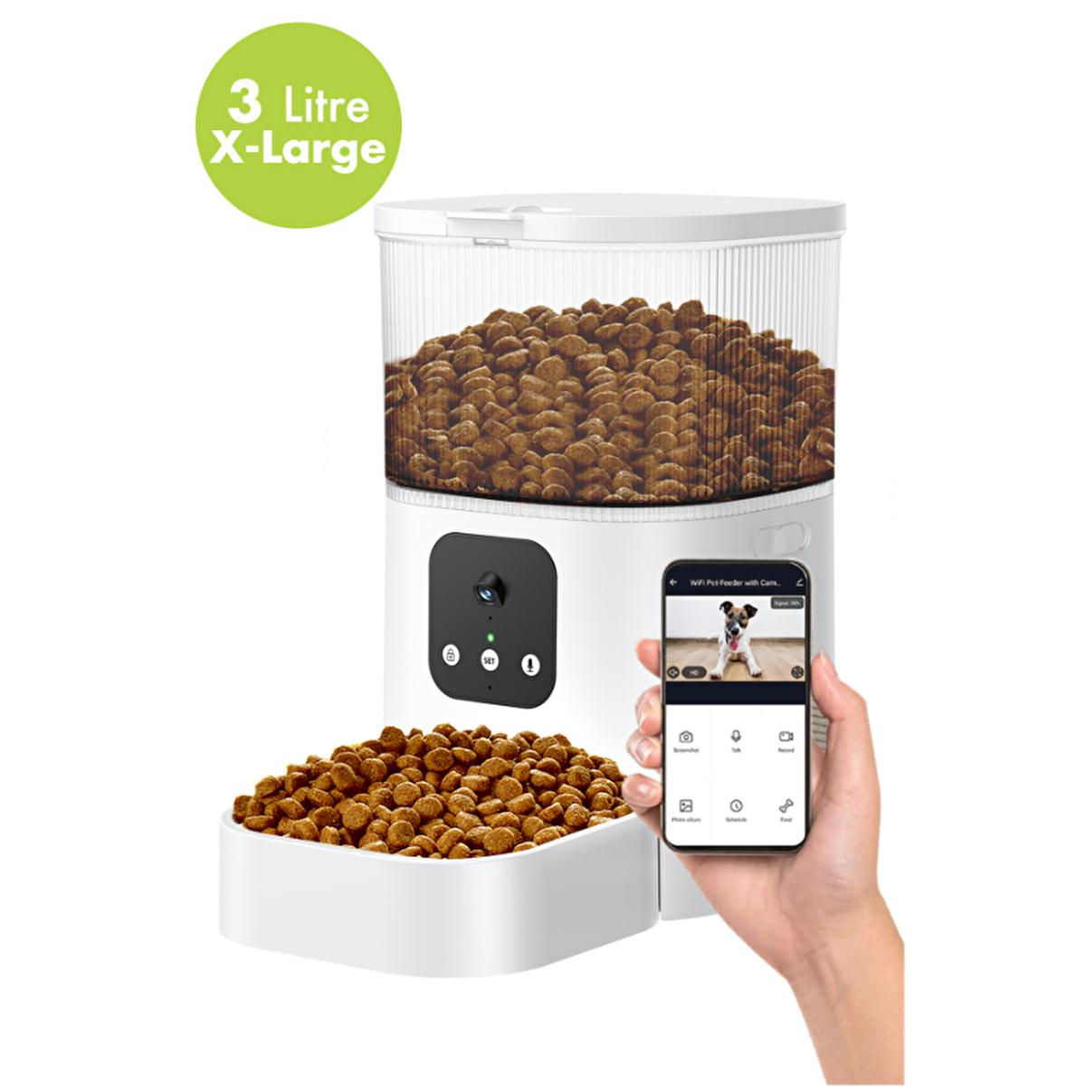 Kiwi: 3L Automatic Food Dispenser with App Control & Voice Recording - Programmable Cat/Dog Feeder