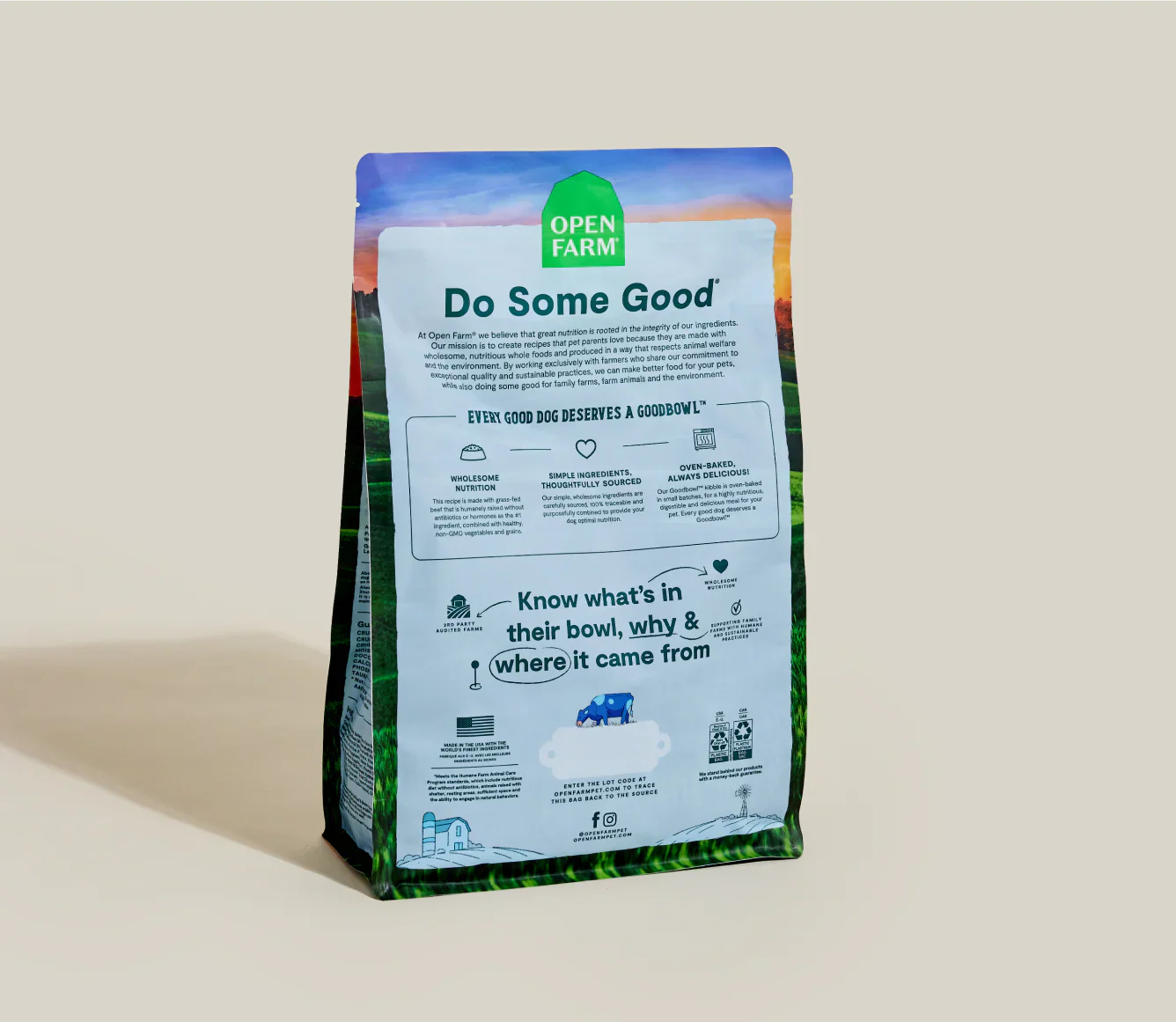 Open Farm Grass-Fed Beef & Brown Rice Dry Dog Food (3.5lb)