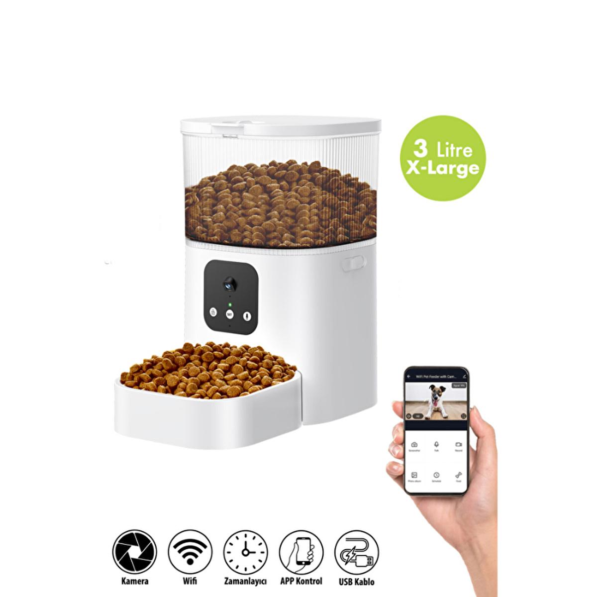 Kiwi: 3L Automatic Food Dispenser with App Control & Voice Recording - Programmable Cat/Dog Feeder