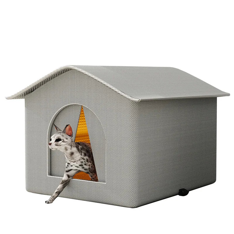 Waterproof Outdoor Pet House – Winter Warm Cat & Small Dog Cave Bed Shelter