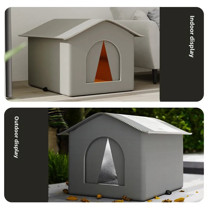 Waterproof Outdoor Pet House – Winter Warm Cat & Small Dog Cave Bed Shelter