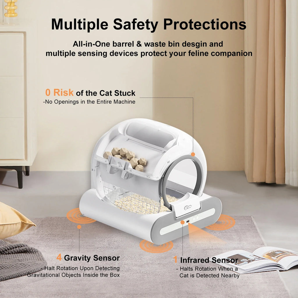 DOEL  Automatic Cat Litter Box Self Cleaning w/App Control & Cat Litter Mat for Multiple Cats