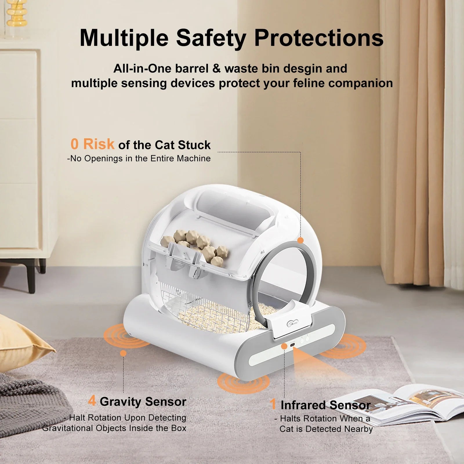 DOEL  Automatic Cat Litter Box Self Cleaning w/App Control & Cat Litter Mat for Multiple Cats