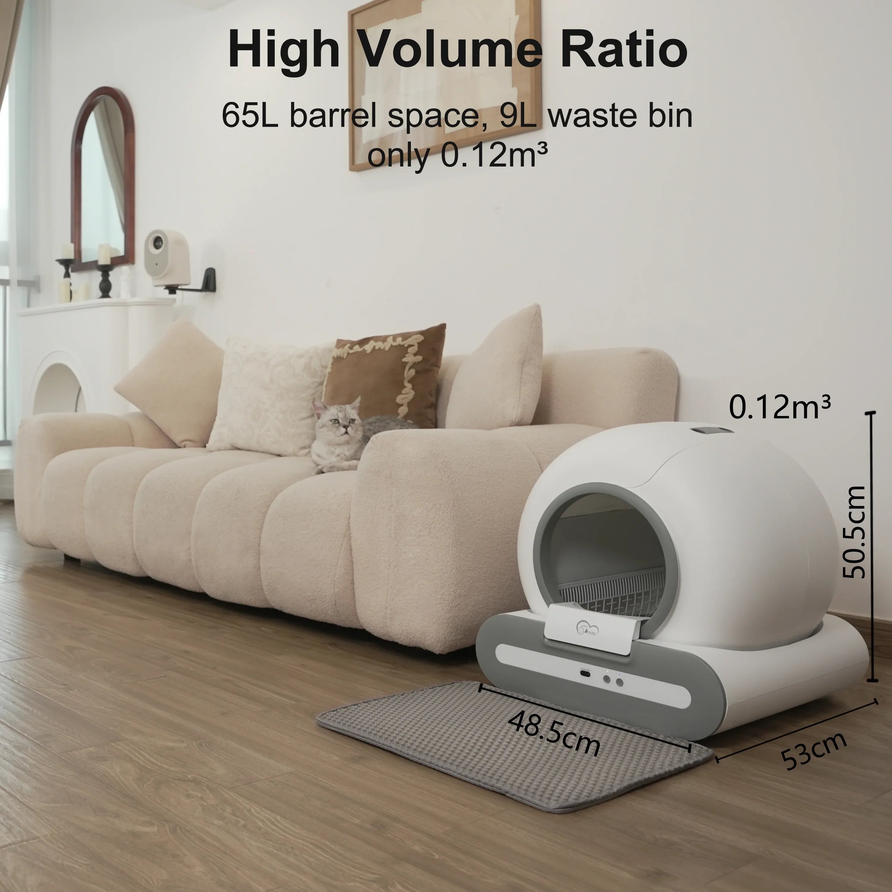 DOEL  Automatic Cat Litter Box Self Cleaning w/App Control & Cat Litter Mat for Multiple Cats