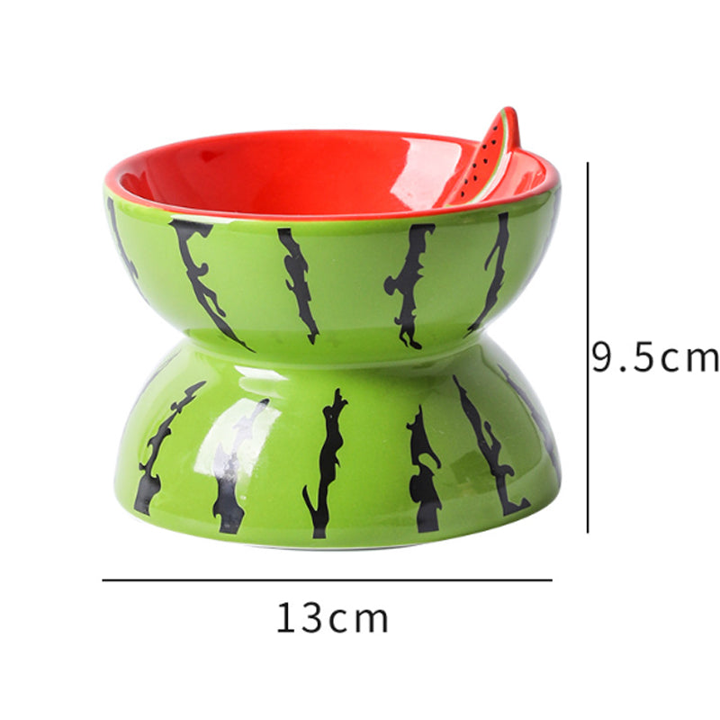 Ceramic Raised Cat Bowl - Elevated Wide Cat Bowl For Food And Water Tilted Pet Feeder Dish For Indoor Cats And Small Dogs