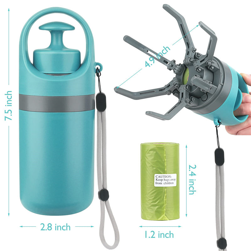 Portable Lightweight Dog Pooper Scooper With Built-in Poop Bag Dispenser.