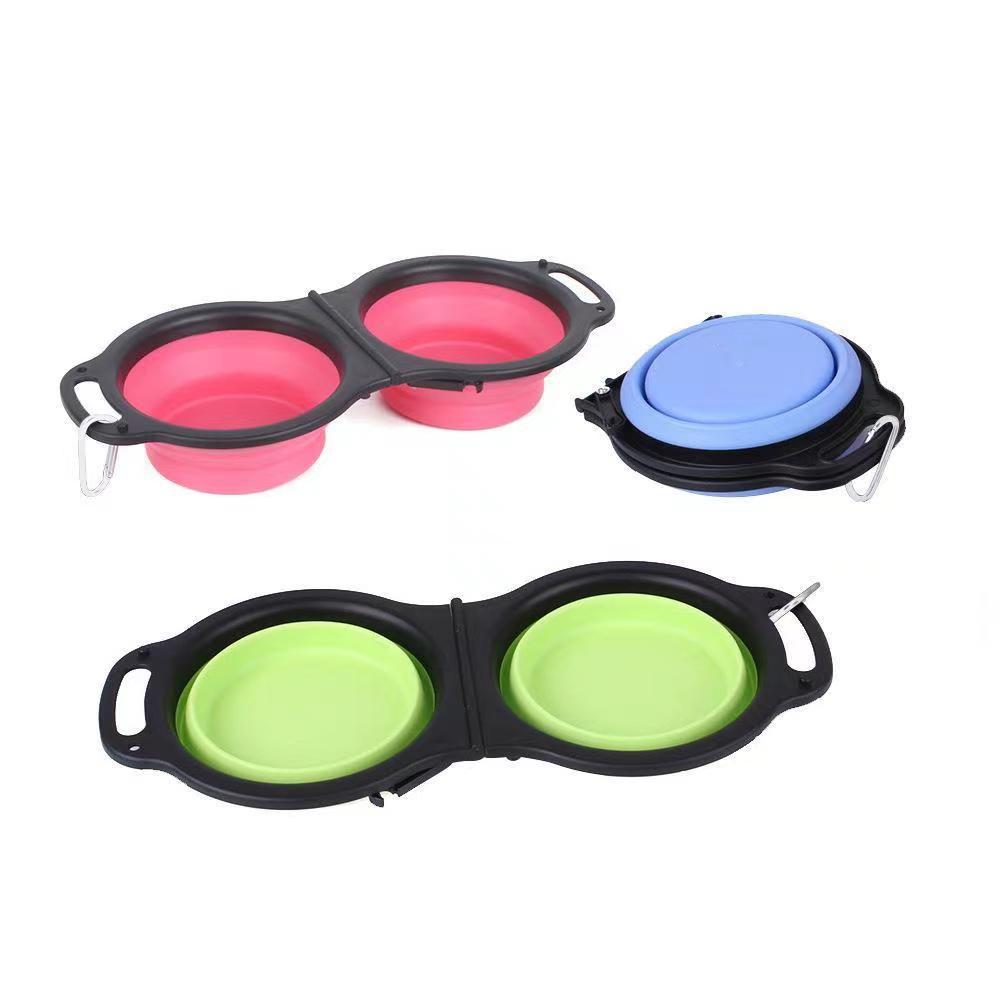 Silicone Outdoor Folding Double Bowl.