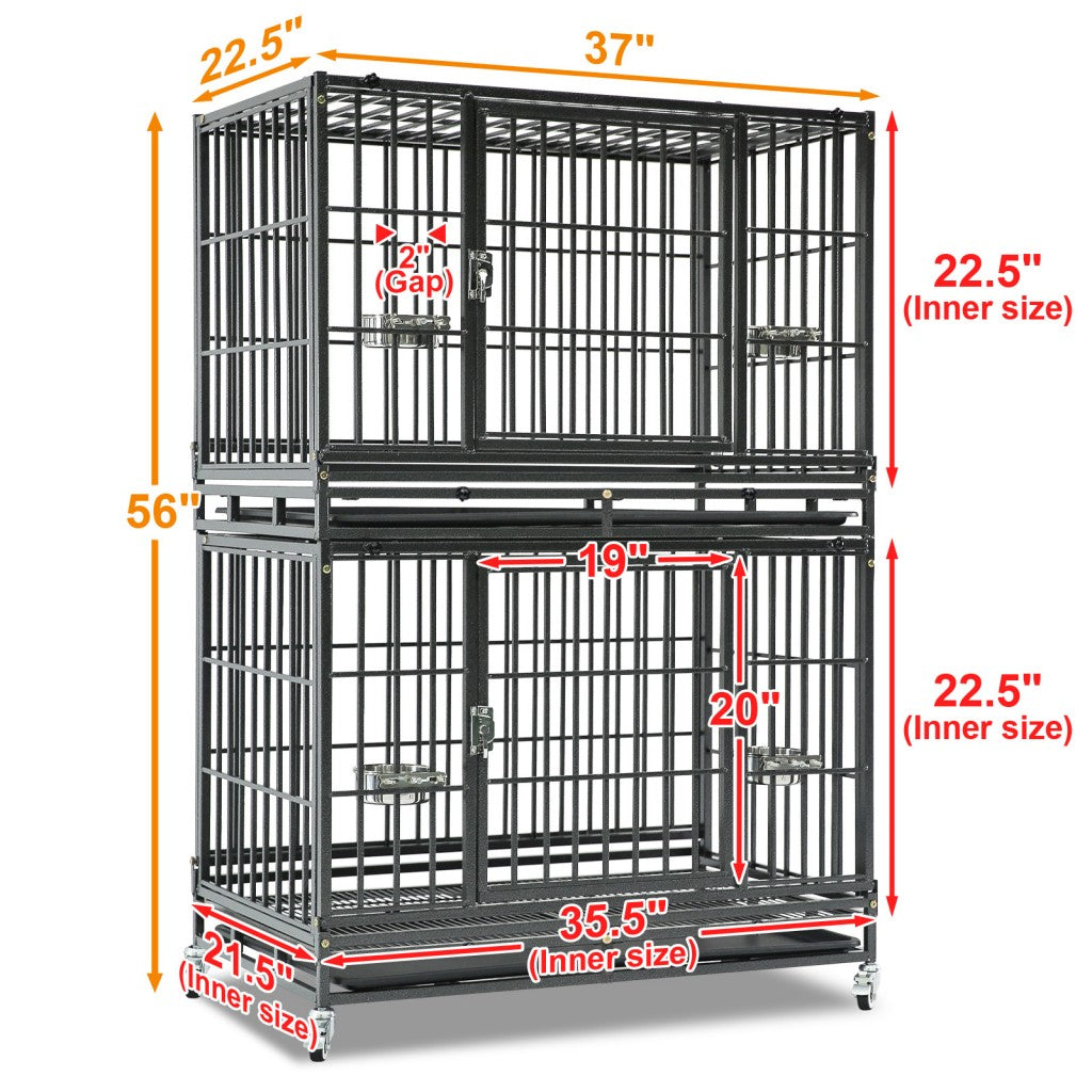 37" Stackable Heavy Duty Dog Crate 371D07: 1-9 packs available