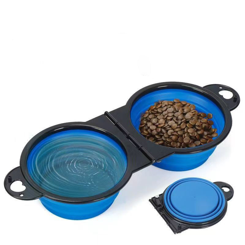 Silicone Outdoor Folding Double Bowl.