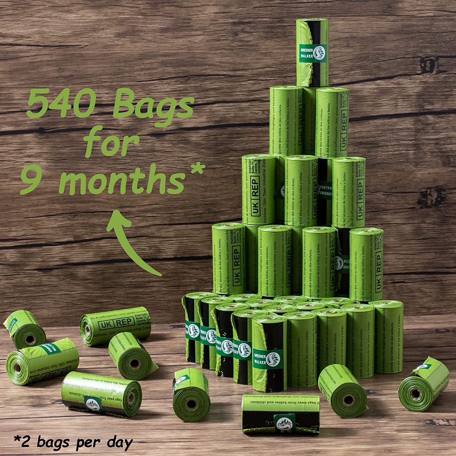 540 Count - Poop Bags Extra Thick, Leak Proof, Waste Bag Rolls.
