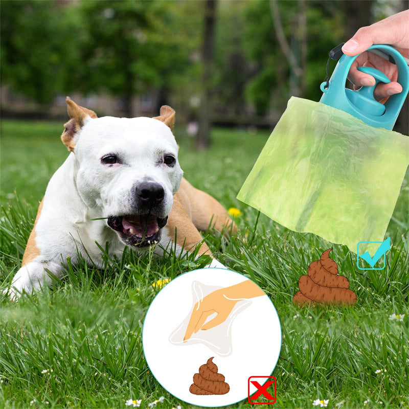 Portable Lightweight Dog Pooper Scooper With Built-in Poop Bag Dispenser.
