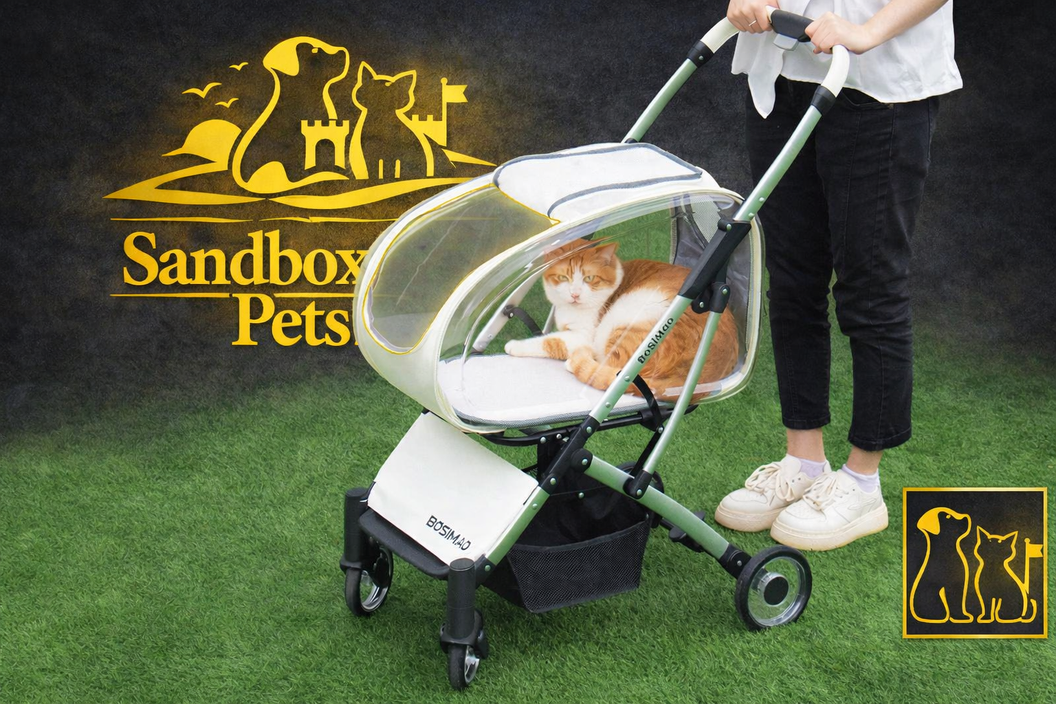 Fashionable Pet, Dog Cats, Four Wheeled Cart, Lightweight, Foldable Separable When Going Out Small Medium-Sized Stroller.